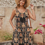 Nadorine Boho Floral Casual Tank Dresses with Pockets