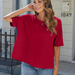 Nadorine Women Short Sleeve T Shirts Round Neck Oversized Tee
