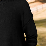 Nadorine Women's Crew Neck Cropped Sweater Long Sleeve Knit Tops