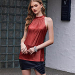 Nadorine Glitter Tops Women's Halterneck Party Sequin Top (DE Only)