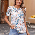 Nadorine Blouse Dressy Casual Puff Short Sleeve Boho Tops