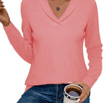 Nadorine Sweaters for Women Long Sleeve Shirts V Neck Knit Pullover