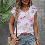 Nadorine T Shirt Women's V-Neck Short Sleeve Blouse Top (DE Only)