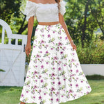 Nadorine Boho Maxi Flowy Elastic A-Line Tiered Floral Skirts
