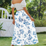 Nadorine Boho Maxi Flowy Elastic A-Line Tiered Floral Skirts