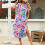 Nadorine Maxi Dress with Pockets Short Sleeve Sundress