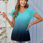 Nadorine Short Sleeve Shirts Loose Fit V Neck T Shirts
