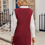 Nadorine Women's Oversized Sweater Vest Dress V Neck Knit Pullover