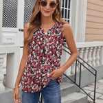 Nadorine Loose Button Down V Neck Flowy Summer Tops