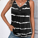 Nadorine Tank Tops Loose Fit V Neck Ruched Sleeveless Tops