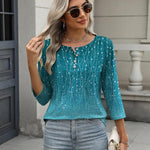 Nadorine 3/4 Length Sleeve Women Tops Blouses