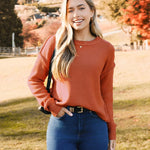 Nadorine Women's Crew Neck Cropped Sweater Long Sleeve Knit Tops