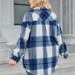 Nadorine Women's Plus Size Flannel Plaid Shacket