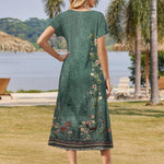 Nadorine Floral Dress Short Sleeve Beach Dress