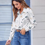 Nadorine Button Down Shirts Dressy Floral Printed Blouse