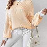 Nadorine Sweater Casual Long Sleeve Color Block Loose Pullover