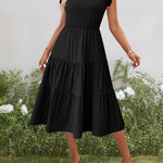 Nadorine Casual Ruffle Sleeve V Neck Midi Dress
