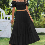 Nadorine Boho Maxi Flowy Elastic A-Line Tiered Floral Skirts
