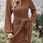 Nadorine Women's Casual Knit Dress Long Sleeve Bodycon Dress