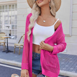 Nadorine Women 2024 Lightweight Crochet Cardigan Long Sleeve Open Front Knit Sweater Summer Kimono Cover Up with Pockets