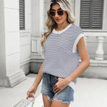Nadorine Cap Sleeve Sweater Vest Knit Sweater
