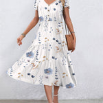 Nadorine Women's Casual Dress Flutter Button Down Tiered Flowy Dress