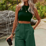 Nadorine Shorts Casual Elastic High Waist Wide Leg Short Trousers (DE Only)