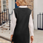 Nadorine Women's Oversized Sweater Vest Dress V Neck Knit Pullover