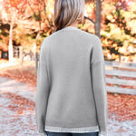 Nadorine Crewneck Pullover Long Sleeve Knit Side Slit Sweater