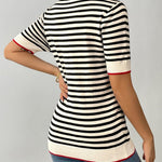 Zeagoo Womens Short Sleeve Sweaters Casual Striped Shirts