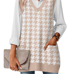 Stylish V-neck Sweater Knit Vest with Pocket (US Only)