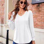 Nadorine Blouse Women's Elegant Tunic Long Sleeve V-Neck Blouses (DE Only)
