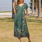 Nadorine Floral Dress Short Sleeve Beach Dress