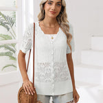 Nadorine Women's Short Sleeve Cardigan V-Neck Button up Sweater