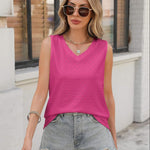 Nadorine Women Eyelet Tank Tops Sleeveless Shirts V Neck Cute Top