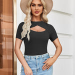 Zeagoo Womens Short Sleeve T Shirts 2024 Summer Casual Knit Slim Fit Trendy Basic Cute Sweater Tops
