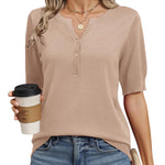 Nadorine Casual V Neck Short Sleeve Knit Sweater (US Only)