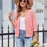 Nadorine 3/4 Sleeve Cropped Cardigan Crochet Shrug