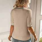 Nadorine Short Sleeve Sweater Crew Neck Dressy Casual Soft Knit Tops