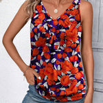 Nadorine Tank Tops Loose Fit V Neck Ruched Sleeveless Tops