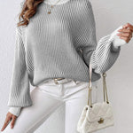 Nadorine Sweater Casual Long Sleeve Color Block Loose Pullover