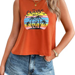 Zeagoo Women's Summer Crop Tank Tops 2024 Casual Crewneck Cropped Tops Graphic Loose Fit Sleeveless Shirts