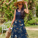 Nadorine Summer Dress Knee-Length Round Neck Floral Dress (DE Only)