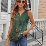 Nadorine Loose Button Down V Neck Flowy Summer Tops
