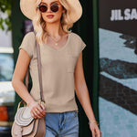 Zeagoo Women's V-Neck Short Sleeve T-Shirt with Pocket Top (DE Only)