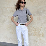Nadorine Women's Button Down Shirts Short Sleeve Shirts