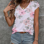 Nadorine T Shirt Women's V-Neck Short Sleeve Blouse Top (DE Only)