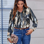 Nadorine Button Down Shirts Dressy Floral Printed Blouse