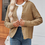 Nadorine Women's Knit Cardigan Long Sleeve Open Front Cropped Jackets