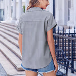 Nadorine Short Sleeve Summer Tops Casual Button Down Shirts